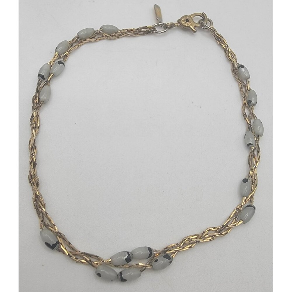 Lovely Monet Vintage Gold Tone Link‎ and Bead Bracelet Signed